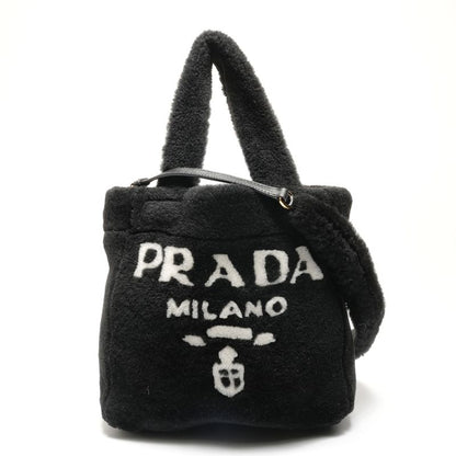 Prada Handbag Shearling Logo 2-Way