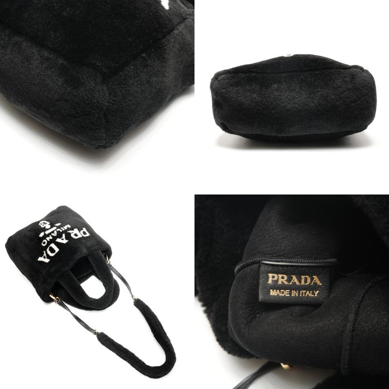 Prada Handbag Shearling Logo 2-Way