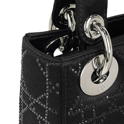 Dior Cannage Mini 2-Way Shoulder Bag Satin Black