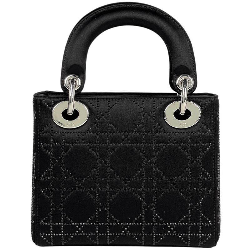Dior Cannage Mini 2-Way Shoulder Bag Satin Black