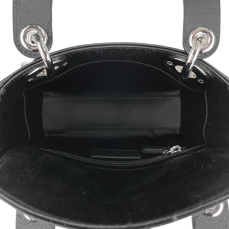 Dior Cannage Mini 2-Way Shoulder Bag Satin Black