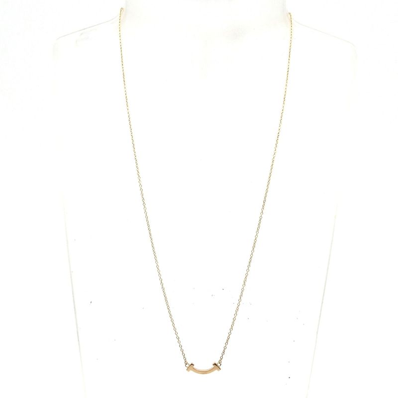 Tiffany & Co. Necklace T Smile Pendant 18K Pink Gold