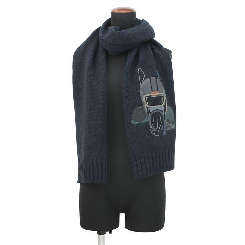 Hermes Scarf Quarter Bash Cashmere Silk Fall/winter Marine