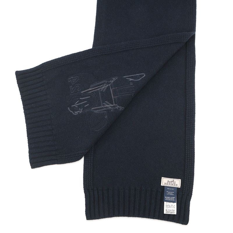 Hermes Scarf Quarter Bash Cashmere Silk Fall/winter Marine