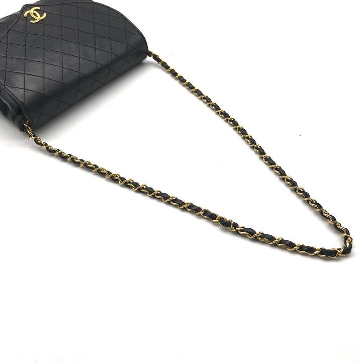 Chanel CC Logo Quilted Push Lock Chain Shoulder Bag Black