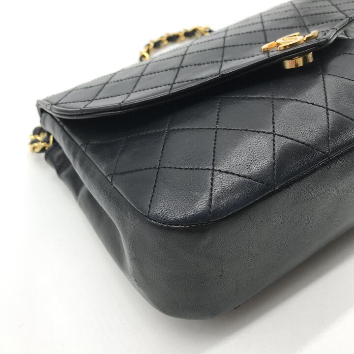 Chanel CC Logo Quilted Push Lock Chain Shoulder Bag Black