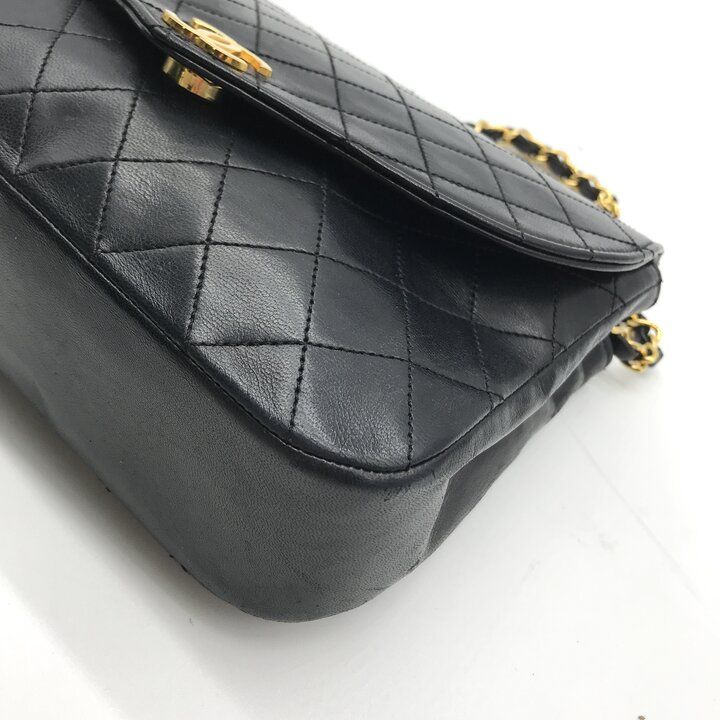 Chanel CC Logo Quilted Push Lock Chain Shoulder Bag Black