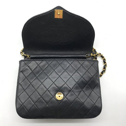 Chanel CC Logo Quilted Push Lock Chain Shoulder Bag Black