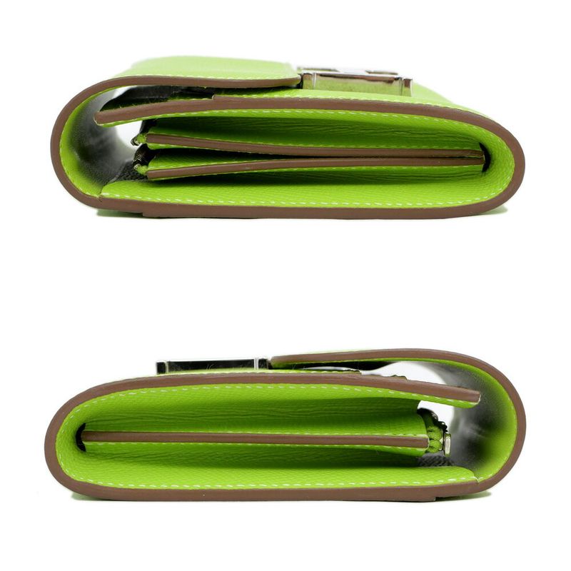 Hermes Constance Compact Kiwi Yellow Green Silver Epsom