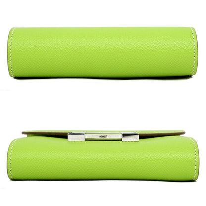 Hermes Constance Compact Kiwi Yellow Green Silver Epsom