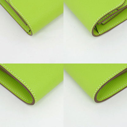 Hermes Constance Compact Kiwi Yellow Green Silver Epsom