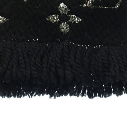 Louis Vuitton Logomania Scarf Shine Monogram Wool Black Silver