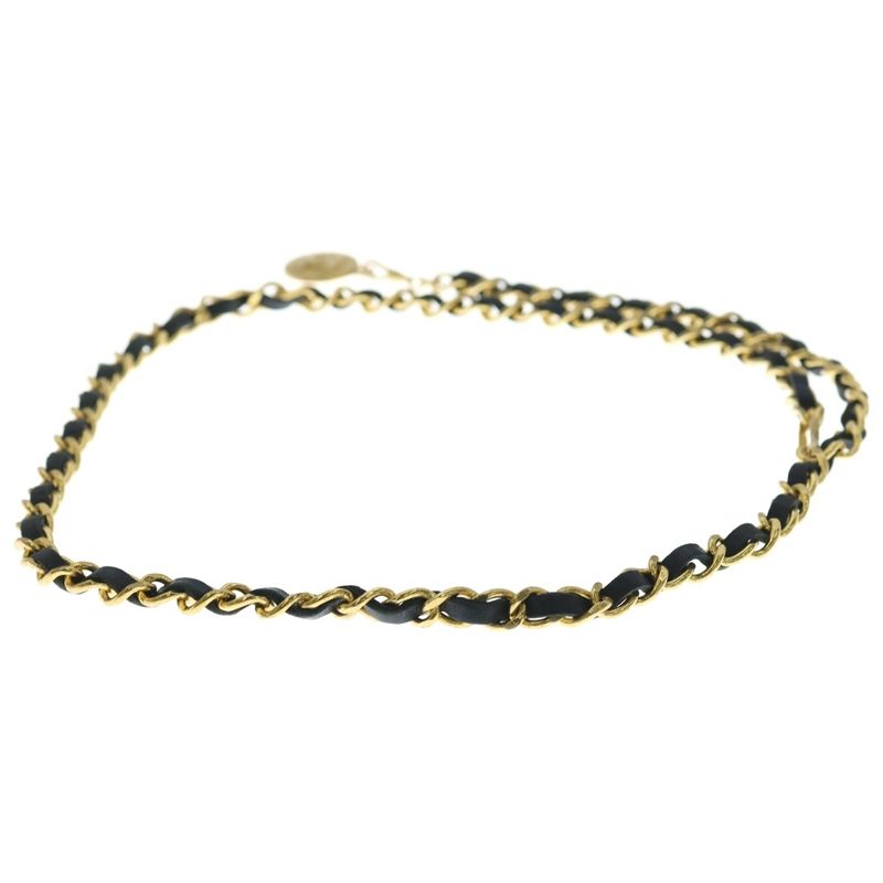 Chanel Quilted CC Logo Chain Belt Black Gold