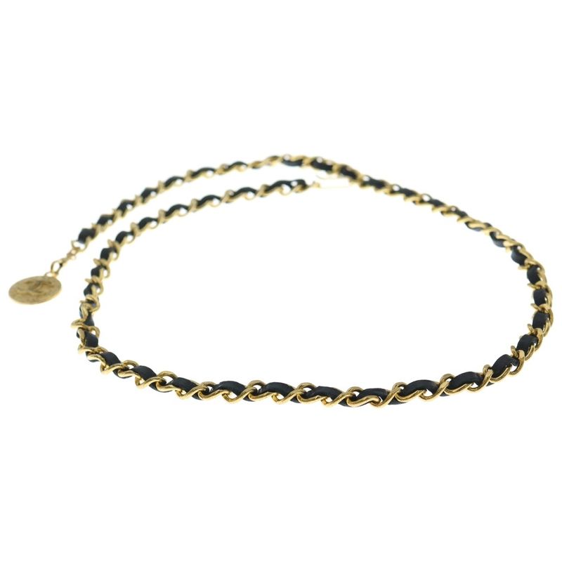 Chanel Quilted CC Logo Chain Belt Black Gold