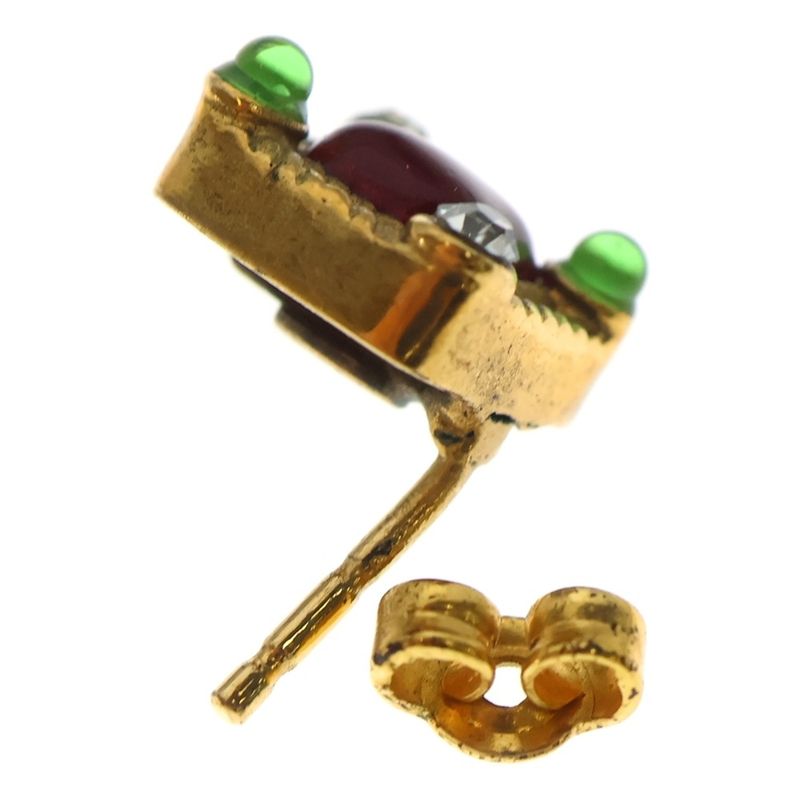 Chanel Color Stone Square Earrings Gold