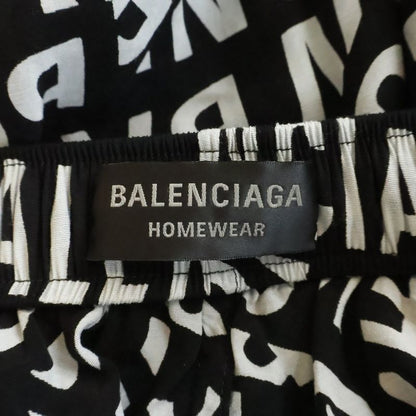 Balenciaga All Over Logo Print Rayon Blend Easy Pants Black