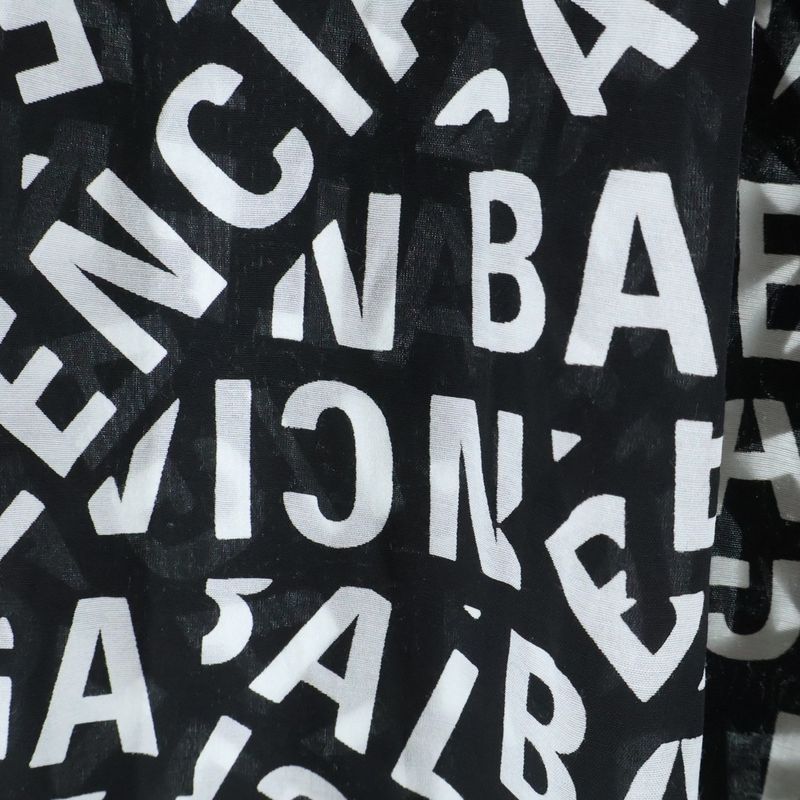 Balenciaga All Over Logo Print Rayon Blend Easy Pants Black