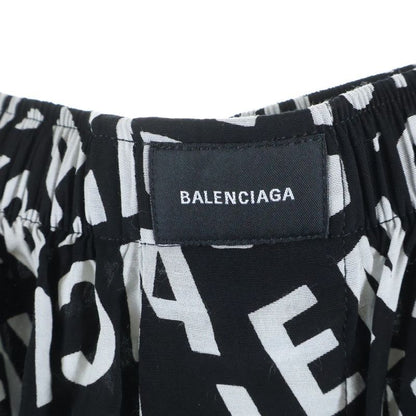 Balenciaga All Over Logo Print Rayon Blend Easy Pants Black