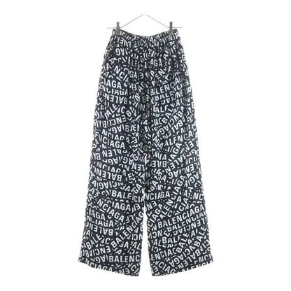 Balenciaga All Over Logo Print Rayon Blend Easy Pants Black