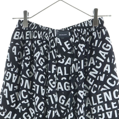 Balenciaga All Over Logo Print Rayon Blend Easy Pants Black