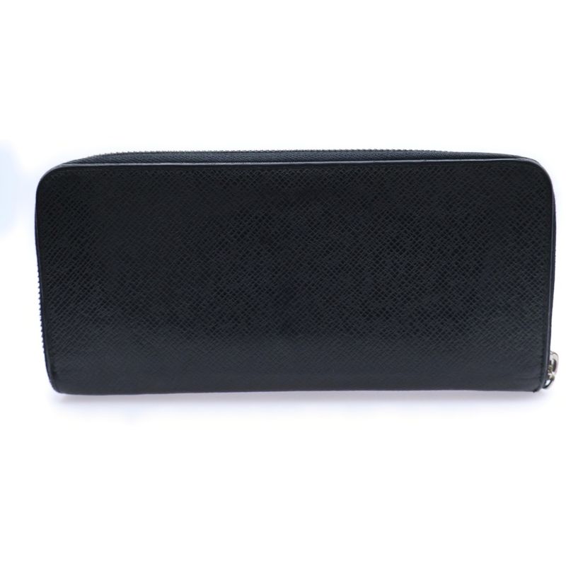 Louis Vuitton Zippy Wallet Vertical Taiga Noir Black Round