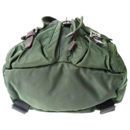 Prada Vera Backpack Khaki Green Nylon Silver