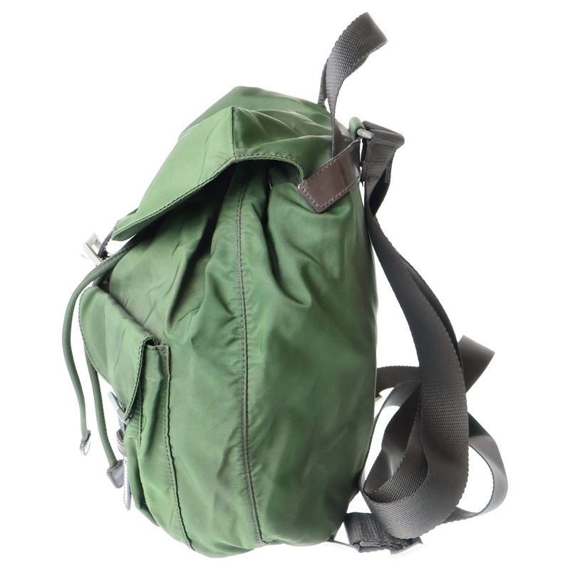 Prada Vera Backpack Khaki Green Nylon Silver