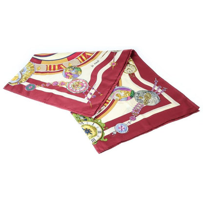 Hermes Carre 90 Time Spent Among Flowers Silk Scarf Wine Red Ivory