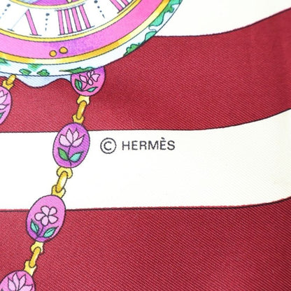 Hermes Carre 90 Time Spent Among Flowers Silk Scarf Wine Red Ivory