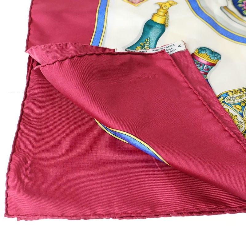 Hermes Carre 90 Qu Importe le Flacon Silk Scarf Wine Red Ivory