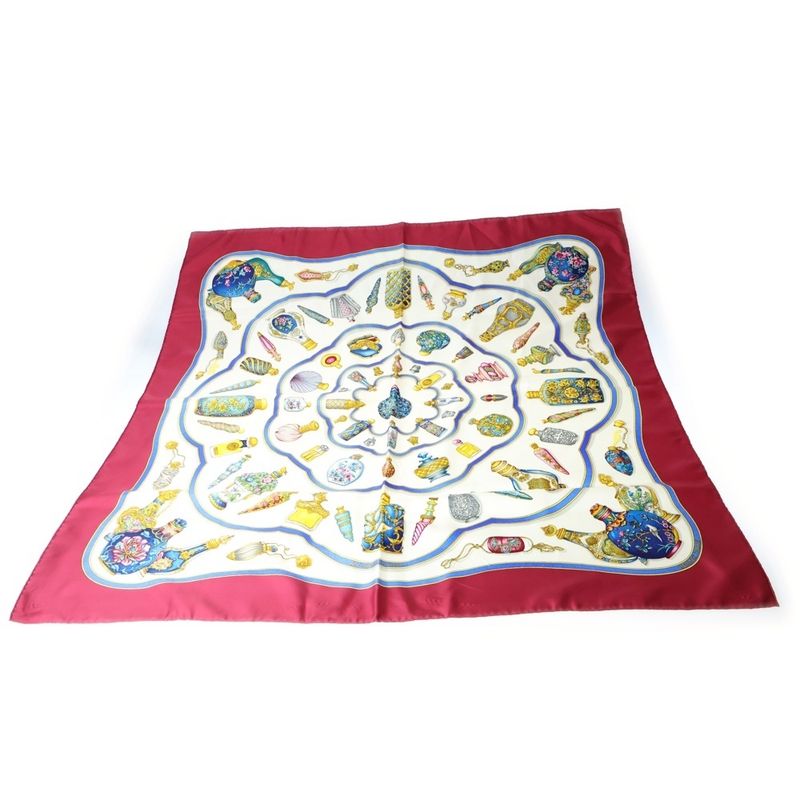 Hermes Carre 90 Qu Importe le Flacon Silk Scarf Wine Red Ivory
