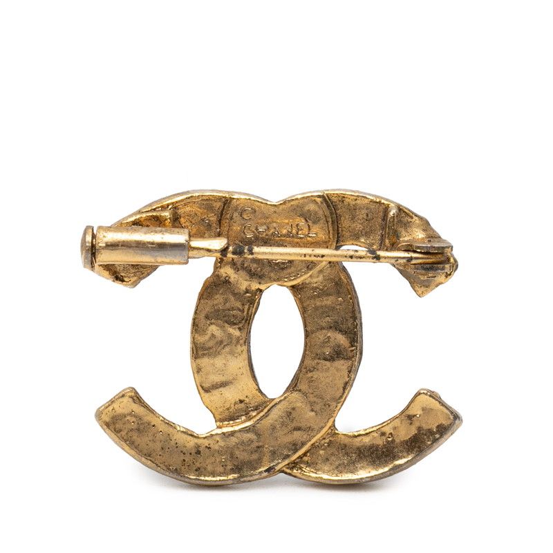 Chanel CC Logo Rhinestone Gold Plated