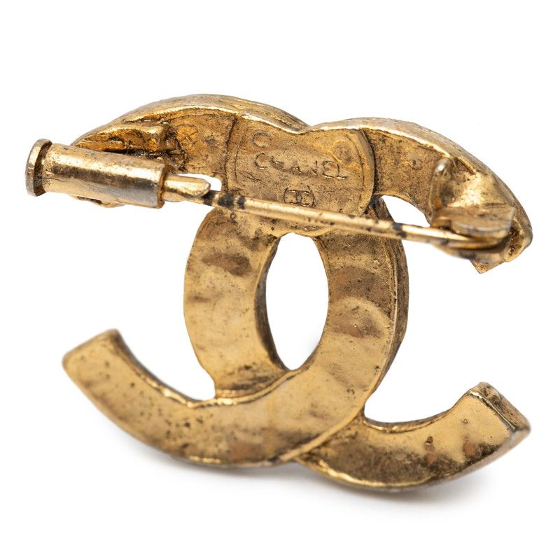 Chanel CC Logo Rhinestone Gold Plated