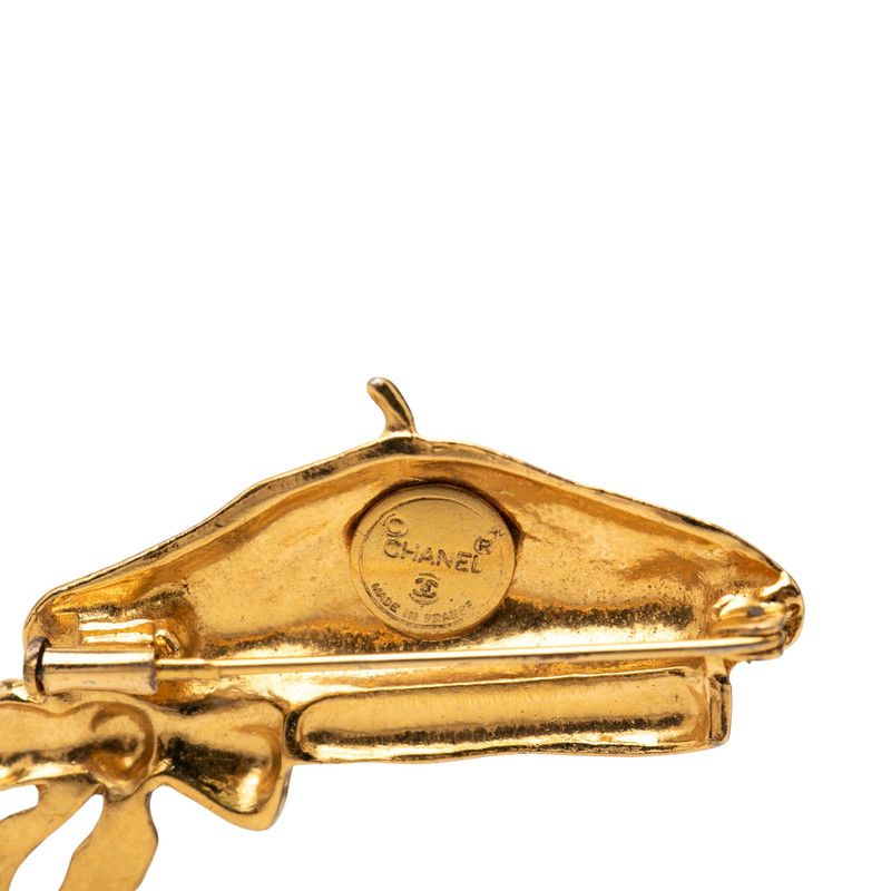 Chanel Beret Ribbon Motif Gold Plated