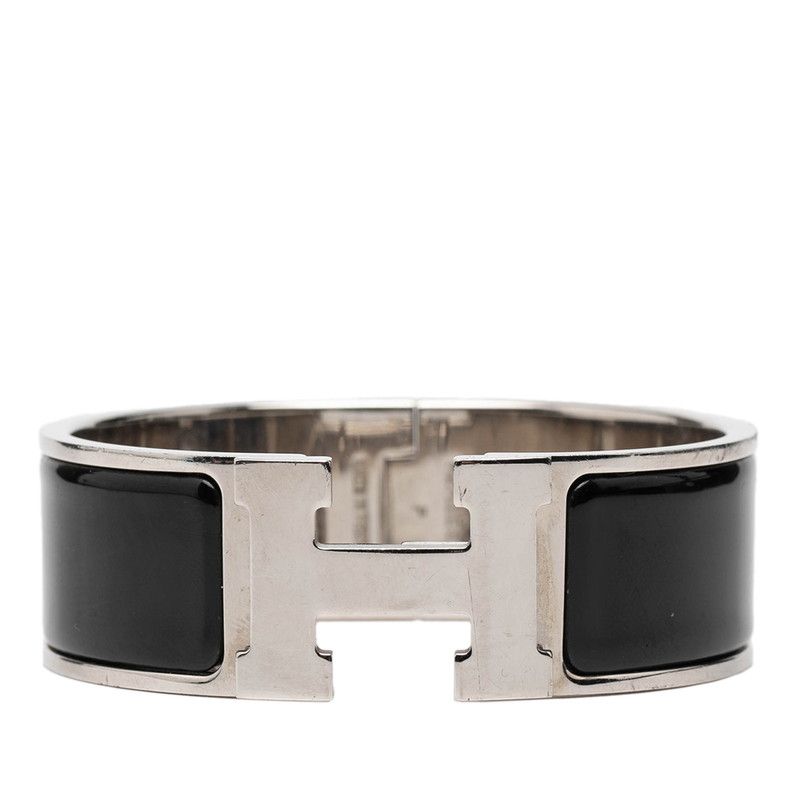 Hermes Clic Clac PM Silver Black Metal Enamel