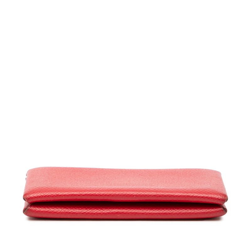 Hermes Calvi Card Case Rouge Granada Red Veau Epsom