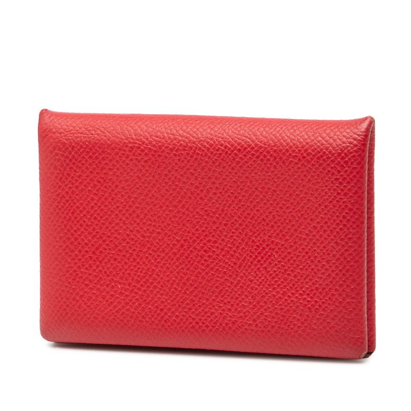 Hermes Calvi Card Case Rouge Granada Red Veau Epsom