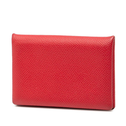Hermes Calvi Card Case Rouge Granada Red Veau Epsom