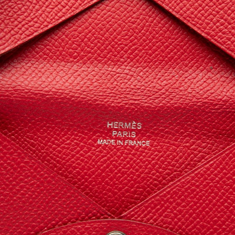 Hermes Calvi Card Case Rouge Granada Red Veau Epsom