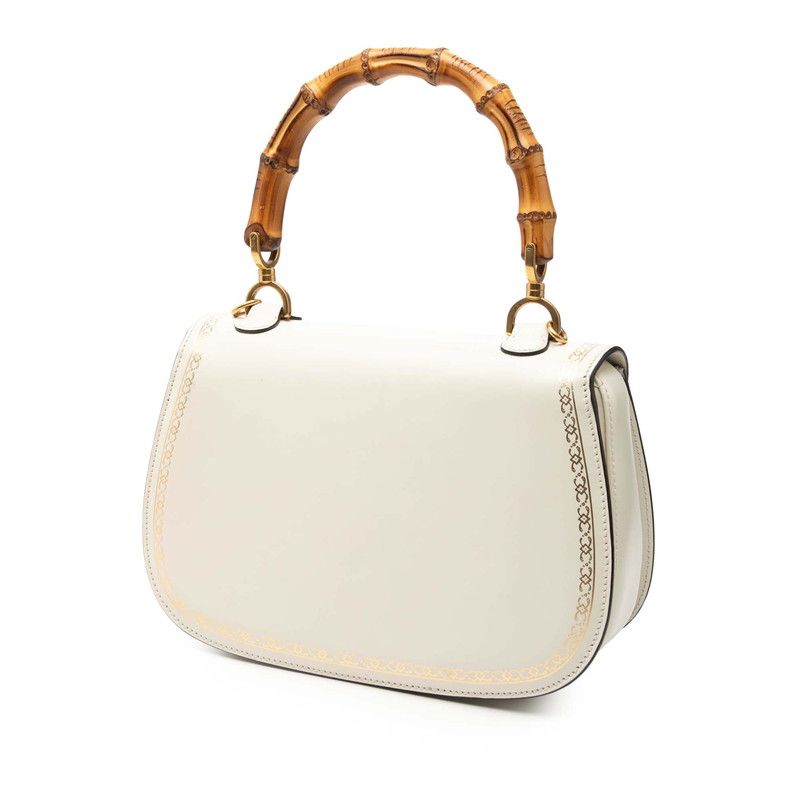 Gucci Bamboo 2-Way Shoulder Bag White Leather