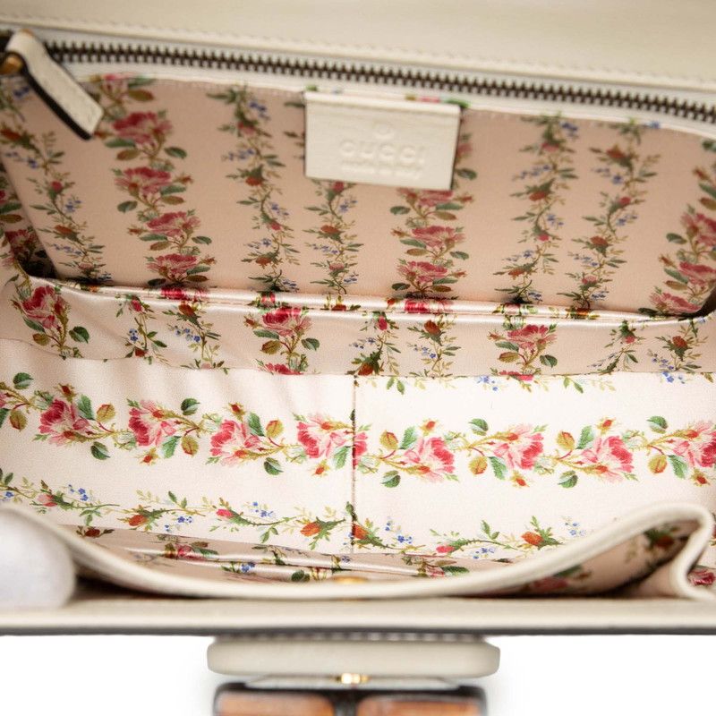 Gucci Bamboo 2-Way Shoulder Bag White Leather