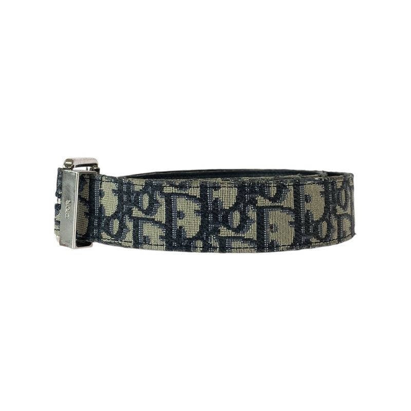Dior Blue Jacquard Navy Silver Canvas Leather