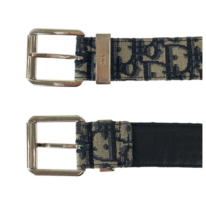 Dior Blue Jacquard Navy Silver Canvas Leather