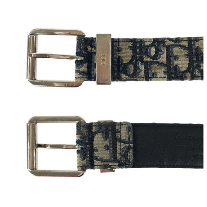 Dior Blue Jacquard Navy Silver Canvas Leather