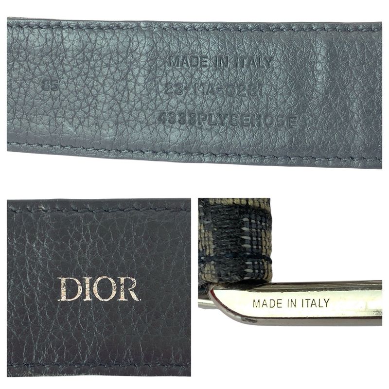 Dior Blue Jacquard Navy Silver Canvas Leather
