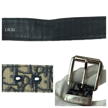 Dior Blue Jacquard Navy Silver Canvas Leather
