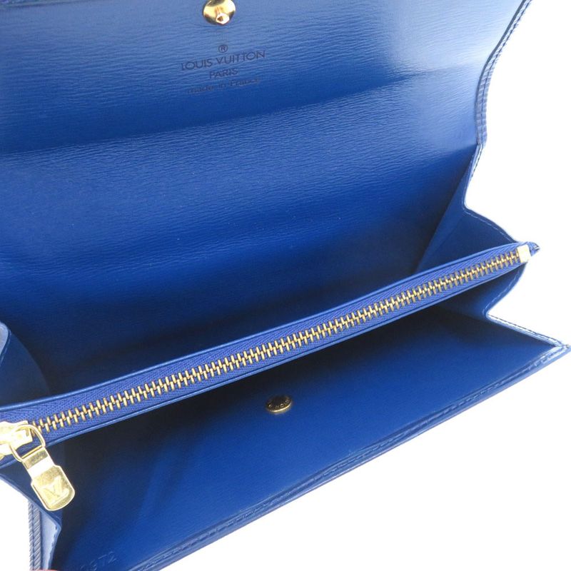 Louis Vuitton Epi Porte Monnaie Cles Bull Blue Bifold Wallet