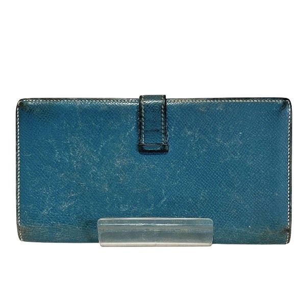 Hermes Bearn Souffle Blue Leather Bifold Wallet