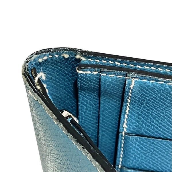 Hermes Bearn Souffle Blue Leather Bifold Wallet