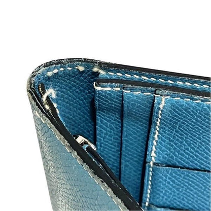 Hermes Bearn Souffle Blue Leather Bifold Wallet